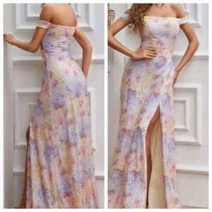 MULTICOLOR GLAMOROUS SPECIAL EVENT MAXI DRESS SEQUINED